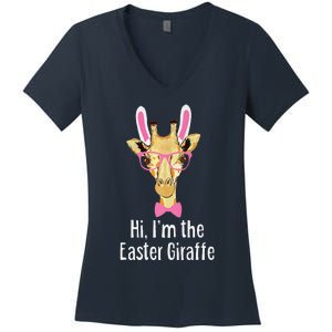 Hi I'm The Easter Giraffe Funny Easter Fitted Women's V-Neck T-Shirt