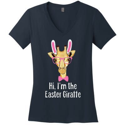 Hi I'm The Easter Giraffe Funny Easter Fitted Women's V-Neck T-Shirt