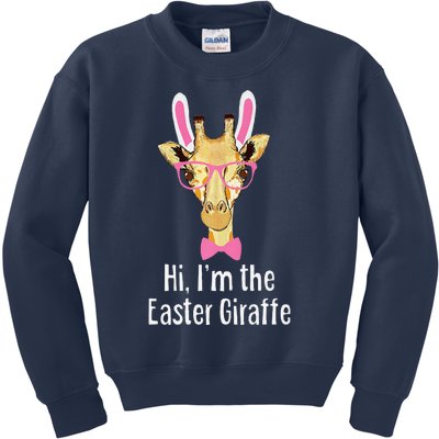 Hi I'm The Easter Giraffe Funny Easter Fitted Kids Sweatshirt