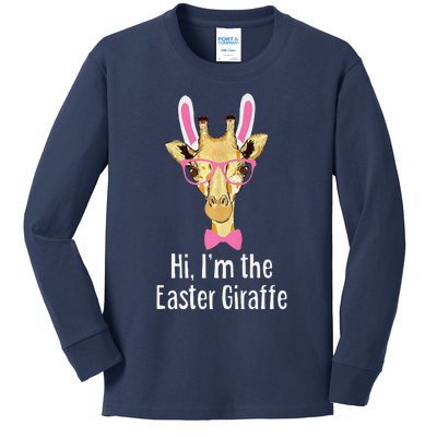 Hi I'm The Easter Giraffe Funny Easter Fitted Kids Long Sleeve Shirt