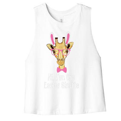 Hi I'm The Easter Giraffe Funny Easter Fitted Women's Racerback Cropped Tank