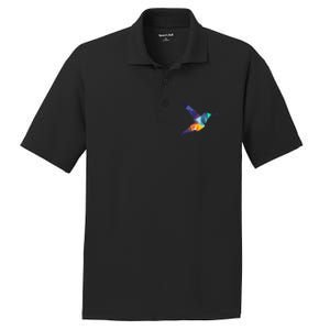 Hummingbird In The Pocket Watercolor Hummingbird PosiCharge RacerMesh Polo