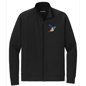 Hummingbird In The Pocket Watercolor Hummingbird Stretch Full-Zip Cadet Jacket