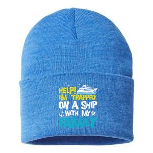 Help! I'm Trapped On A Ship With My Family Cruise Vacation Gift Sustainable Knit Beanie