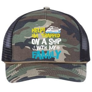 Help! I'm Trapped On A Ship With My Family Cruise Vacation Gift Retro Rope Trucker Hat Cap