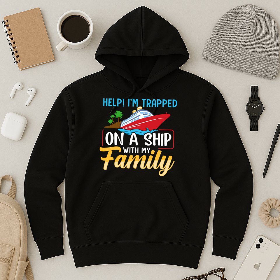 Help I'm Trapped On A Ship With My Family Family Cruise Trip Hoodie