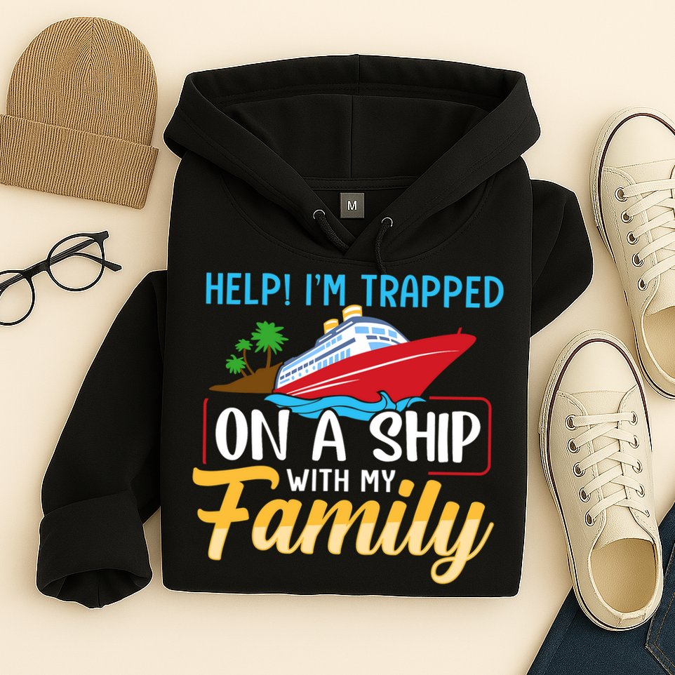 Help I'm Trapped On A Ship With My Family Family Cruise Trip Hoodie