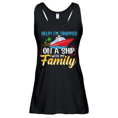 Help I'm Trapped On A Ship With My Family Family Cruise Trip Ladies Essential Flowy Tank