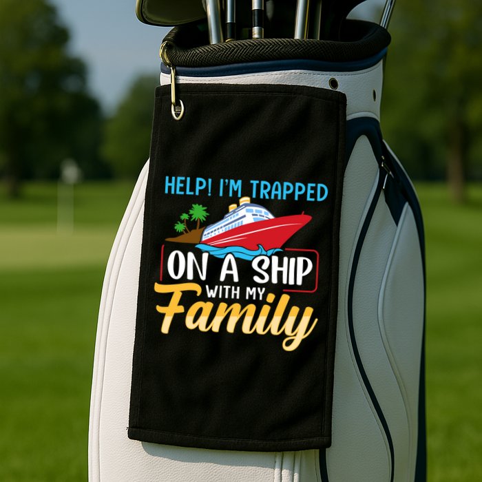 Help I'm Trapped On A Ship With My Family Family Cruise Trip Golf Towel