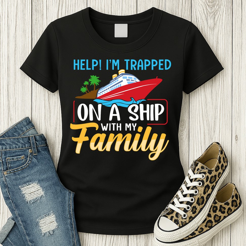 Help I'm Trapped On A Ship With My Family Family Cruise Trip Womens T-Shirt