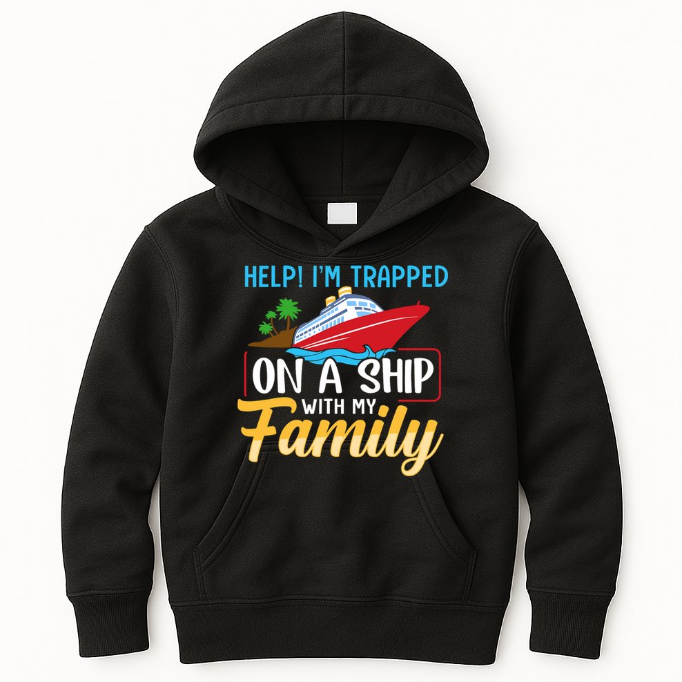Help I'm Trapped On A Ship With My Family Family Cruise Trip Kids Hoodie
