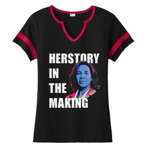 Herstory In The Making President American Flag Kamala Harris Ladies Halftime Notch Neck Tee