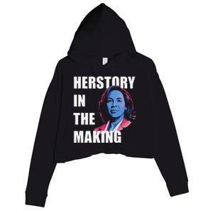 Herstory In The Making President American Flag Kamala Harris Crop Fleece Hoodie