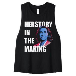 Herstory In The Making President American Flag Kamala Harris Women's Racerback Cropped Tank