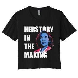 Herstory In The Making President American Flag Kamala Harris Women's Crop Top Tee