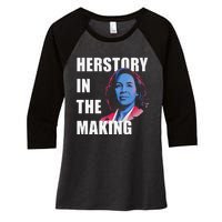 Herstory In The Making President American Flag Kamala Harris Women's Tri-Blend 3/4-Sleeve Raglan Shirt