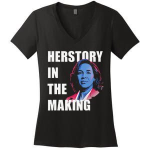 Herstory In The Making President American Flag Kamala Harris Women's V-Neck T-Shirt