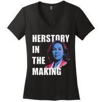 Herstory In The Making President American Flag Kamala Harris Women's V-Neck T-Shirt