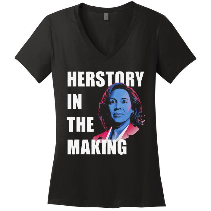 Herstory In The Making President American Flag Kamala Harris Women's V-Neck T-Shirt