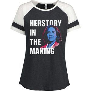 Herstory In The Making President American Flag Kamala Harris Enza Ladies Jersey Colorblock Tee