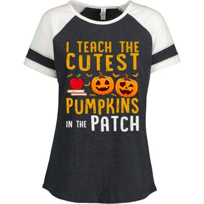 Halloween I Teach The Cutest Pumpkins In The Patch Gift Enza Ladies Jersey Colorblock Tee