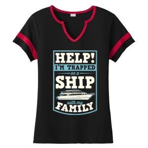 Help I'm Trapped On A Ship With My Family Family Cruise Trip Tank Top Ladies Halftime Notch Neck Tee