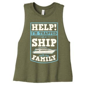 Help I'm Trapped On A Ship With My Family Family Cruise Trip Tank Top Women's Racerback Cropped Tank