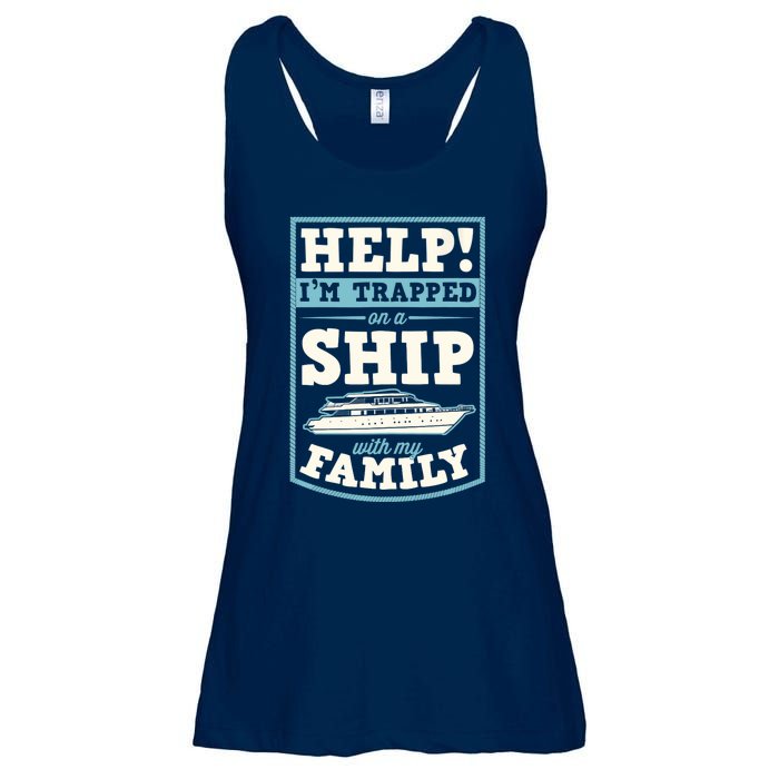 Help I'm Trapped On A Ship With My Family Family Cruise Trip Tank Top Ladies Essential Flowy Tank