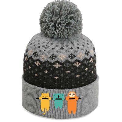 Hang In There Cat Sloth And Koala Cute The Baniff Cuffed Pom Beanie