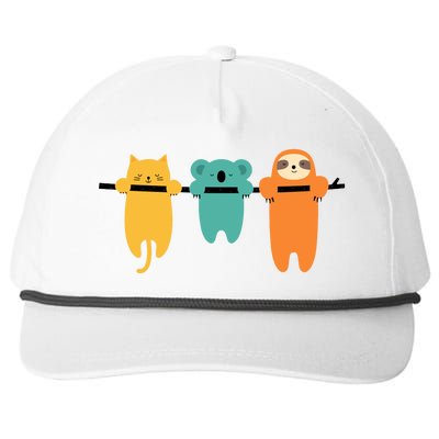 Hang In There Cat Sloth And Koala Cute Snapback Five-Panel Rope Hat