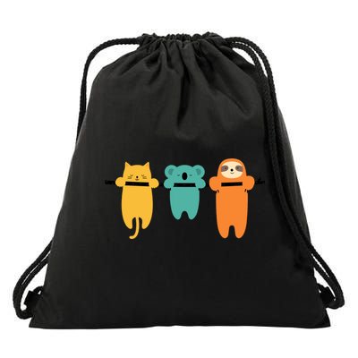 Hang In There Cat Sloth And Koala Cute Drawstring Bag