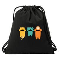 Hang In There Cat Sloth And Koala Cute Drawstring Bag