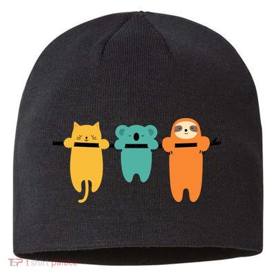 Hang In There Cat Sloth And Koala Cute Sustainable Beanie