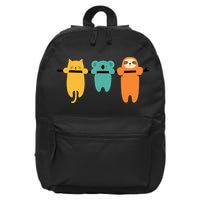 Hang In There Cat Sloth And Koala Cute 16 in Basic Backpack