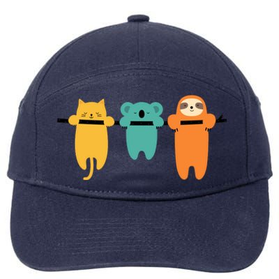 Hang In There Cat Sloth And Koala Cute 7-Panel Snapback Hat