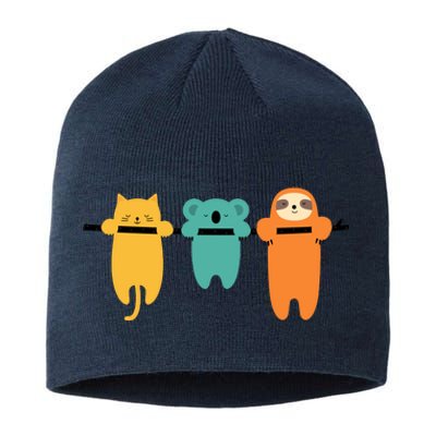 Hang In There Cat Sloth And Koala Cute Sustainable Beanie