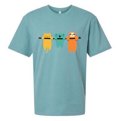 Hang In There Cat Sloth And Koala Cute Sueded Cloud Jersey T-Shirt
