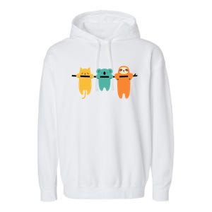 Hang In There Cat Sloth And Koala Cute Garment-Dyed Fleece Hoodie