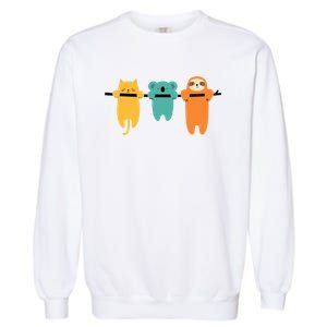 Hang In There Cat Sloth And Koala Cute Garment-Dyed Sweatshirt