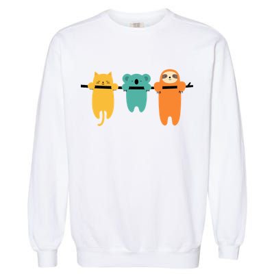 Hang In There Cat Sloth And Koala Cute Garment-Dyed Sweatshirt