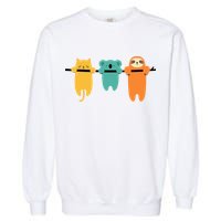 Hang In There Cat Sloth And Koala Cute Garment-Dyed Sweatshirt