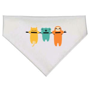 Hang In There Cat Sloth And Koala Cute USA-Made Doggie Bandana