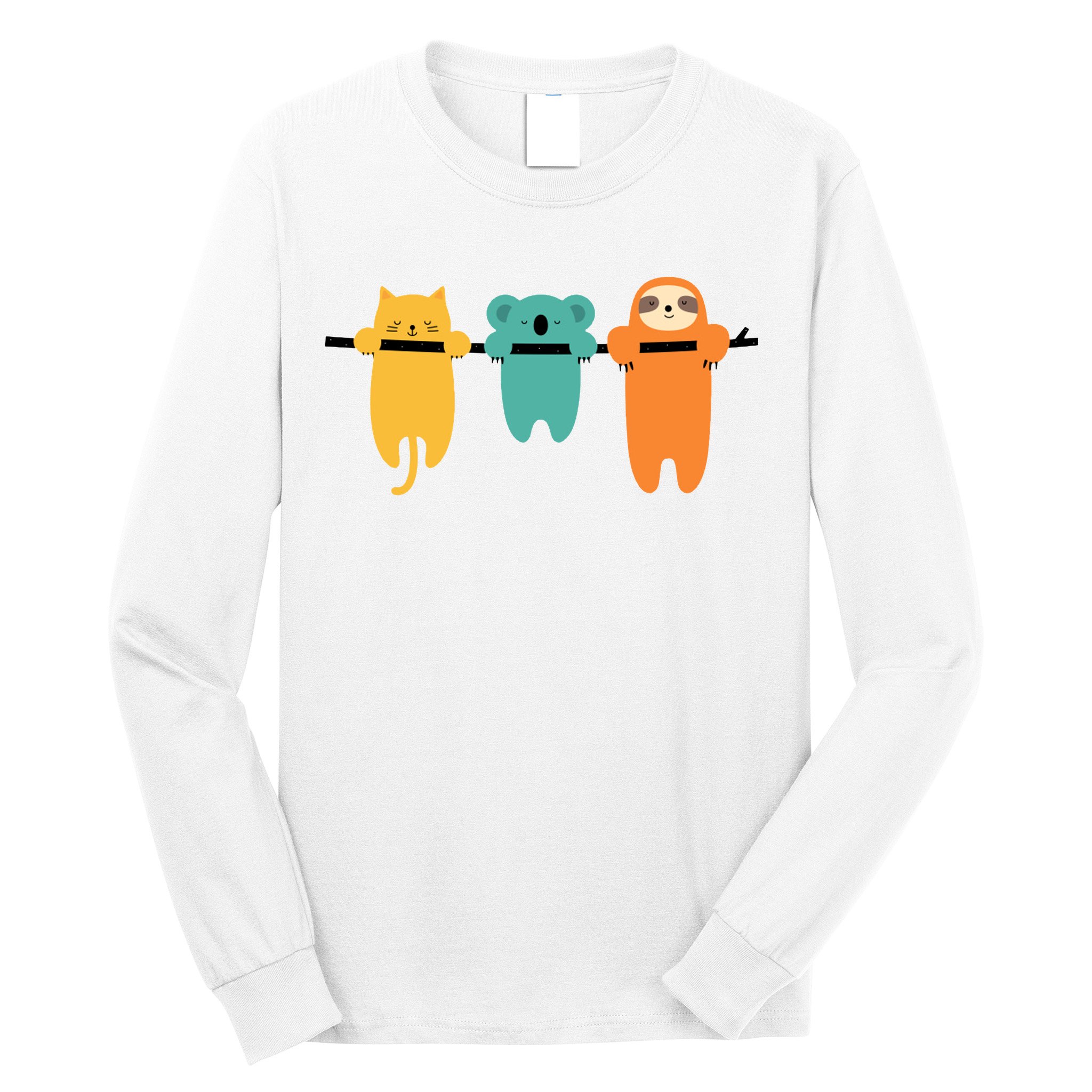 Hang In There Cat Sloth And Koala Cute Long Sleeve Shirt