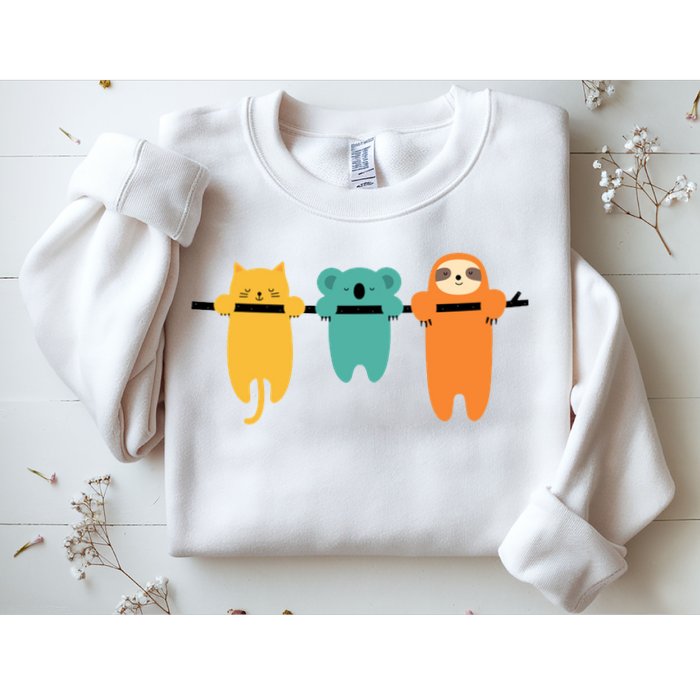 Hang In There Cat Sloth And Koala Cute Sweatshirt