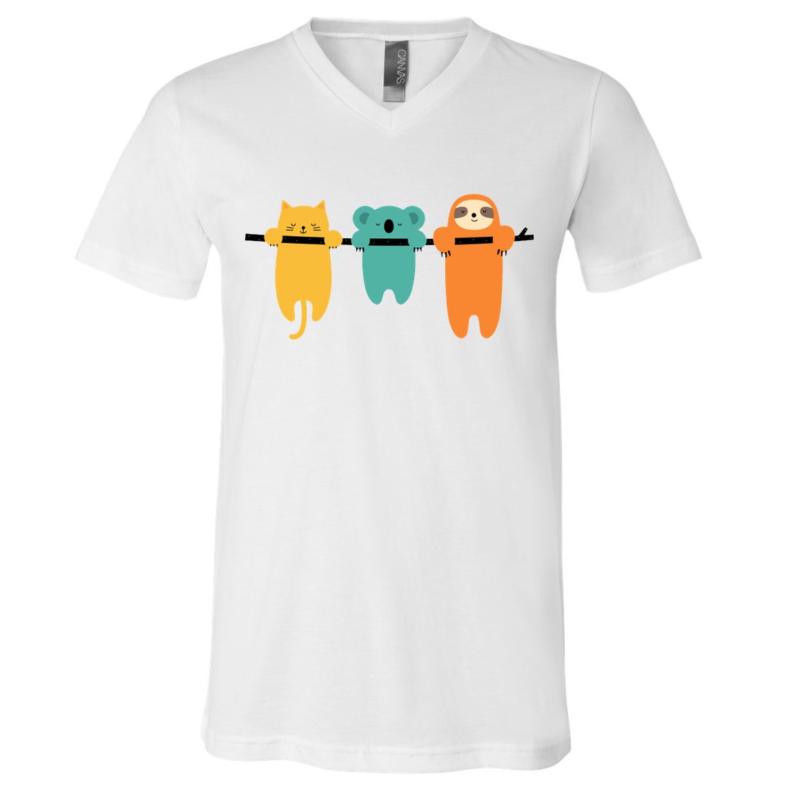 Hang In There Cat Sloth And Koala Cute V-Neck T-Shirt