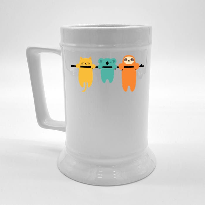 Hang In There Cat Sloth And Koala Cute Beer Stein