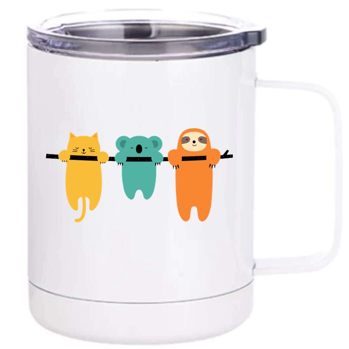 Hang In There Cat Sloth And Koala Cute 12 oz Stainless Steel Tumbler Cup