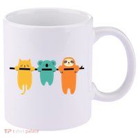 Hang In There Cat Sloth And Koala Cute 11oz C Handle Ceramic Mug