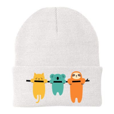 Hang In There Cat Sloth And Koala Cute Knit Cap Winter Beanie