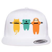 Hang In There Cat Sloth And Koala Cute Flat Bill Trucker Hat